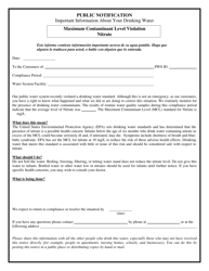 Certification of Compliance Public Notification - Maximum Contaminant Level (Mcl) Violation for Nitrate - Connecticut, Page 2