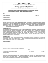 Certification of Compliance Public Notification - Maximum Contaminant Level (Mcl) Violation for Total Nitrate and Nitrite - Connecticut, Page 2