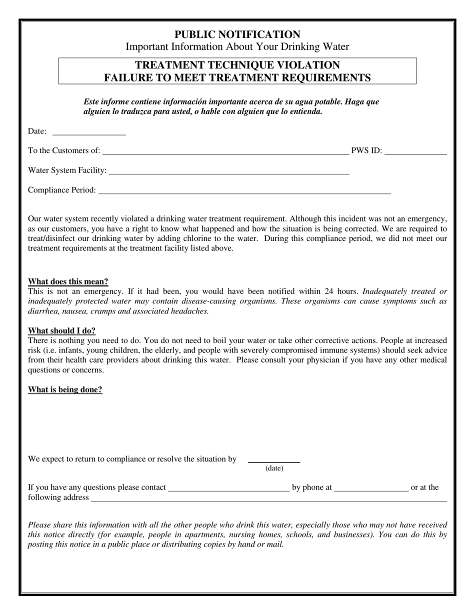 Certification of Compliance Public Notification - Treatment Technique Violation for Ground Water Rule - Failure to Maintain Minimum Residual Disinfection Concentration - Connecticut, Page 2