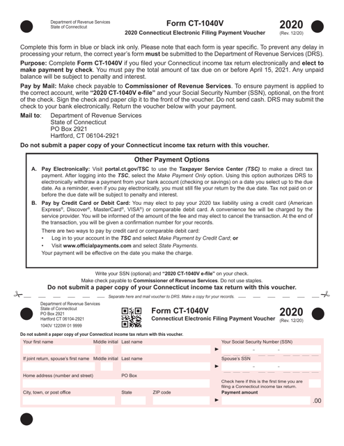 Form CT-1040V 2020 Printable Pdf