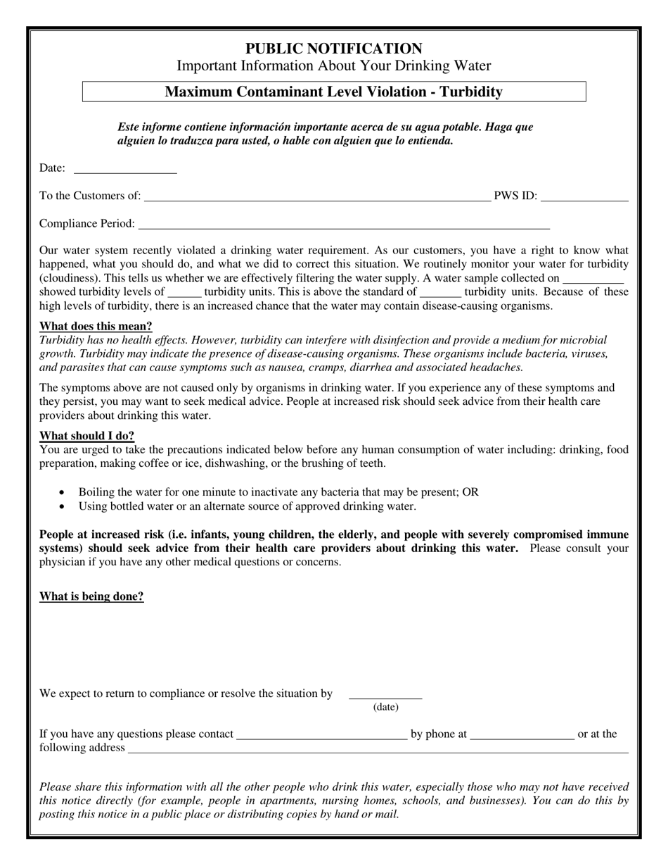 Certification of Compliance Public Notification - Tier 1 Maximum Contaminant Level Violation for Turbidity - Connecticut, Page 2