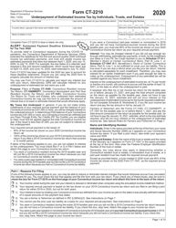Form CT-2210 Underpayment of Estimated Income Tax by Individuals, Trusts, and Estates - Connecticut