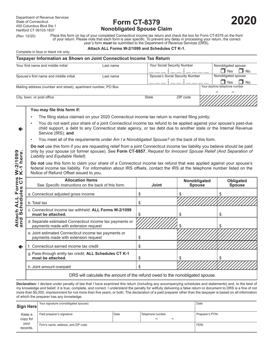 Form CT-8379 Nonobligated Spouse Claim - Connecticut, Page 1