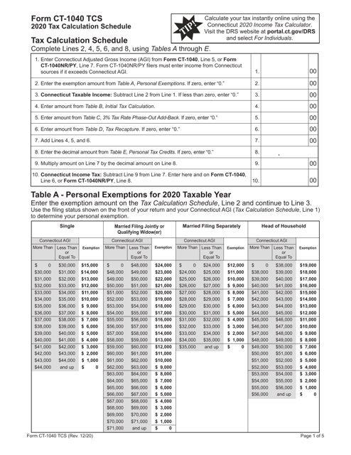 Form CT-1040 TCS 2020 Printable Pdf