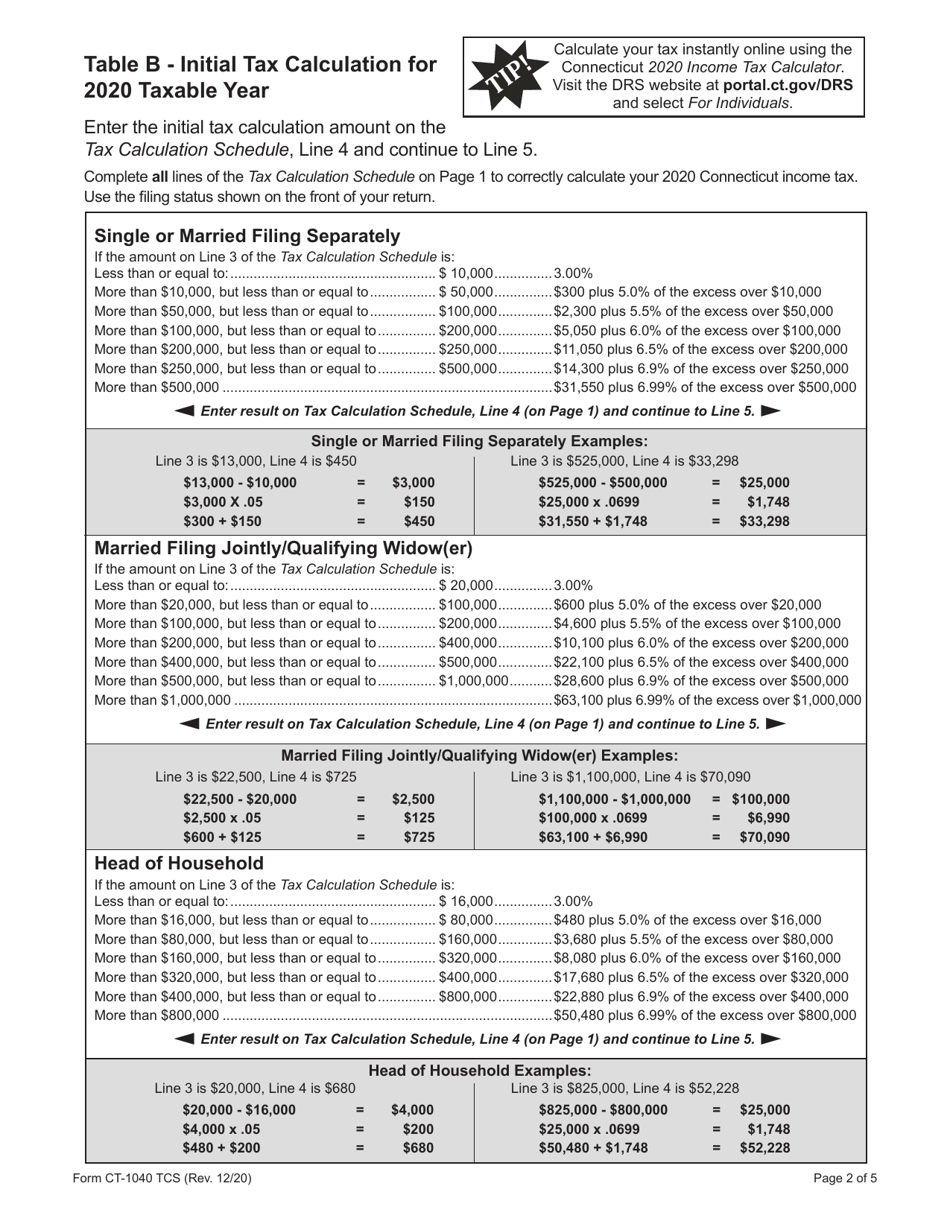 Form Ct 1040 Tcs 2020 Fill Out Sign Online And Download Printable Pdf Connecticut 7608