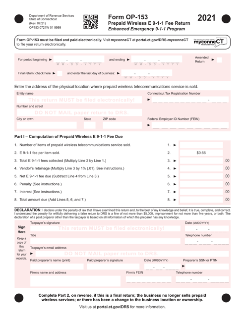 Form OP-153 2021 Printable Pdf
