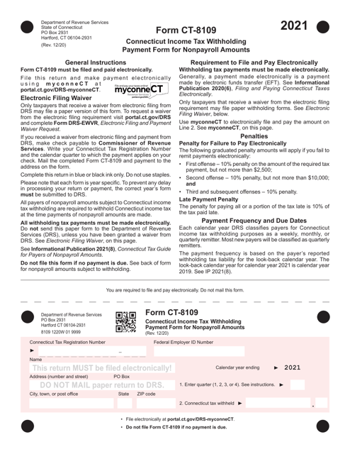 Form CT-8109 2021 Printable Pdf