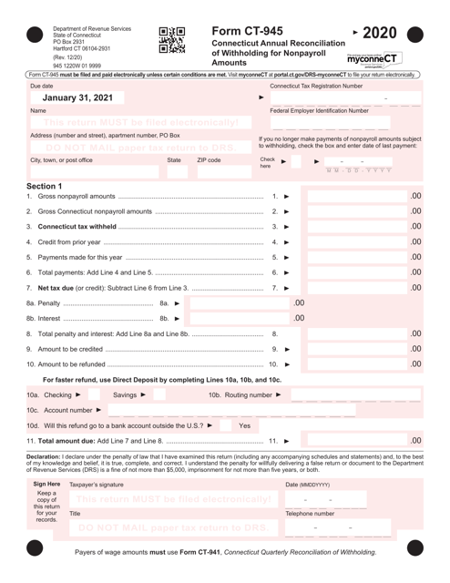Form CT-945 2020 Printable Pdf