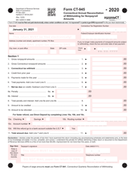 Form CT-945 Connecticut Annual Reconciliation of Withholding for Nonpayroll Amounts - Connecticut