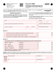 Form CT-1096 &quot;Connecticut Annual Summary and Transmittal of Information Returns&quot; - Connecticut, 2020