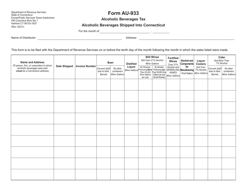 Form AU-933  Printable Pdf