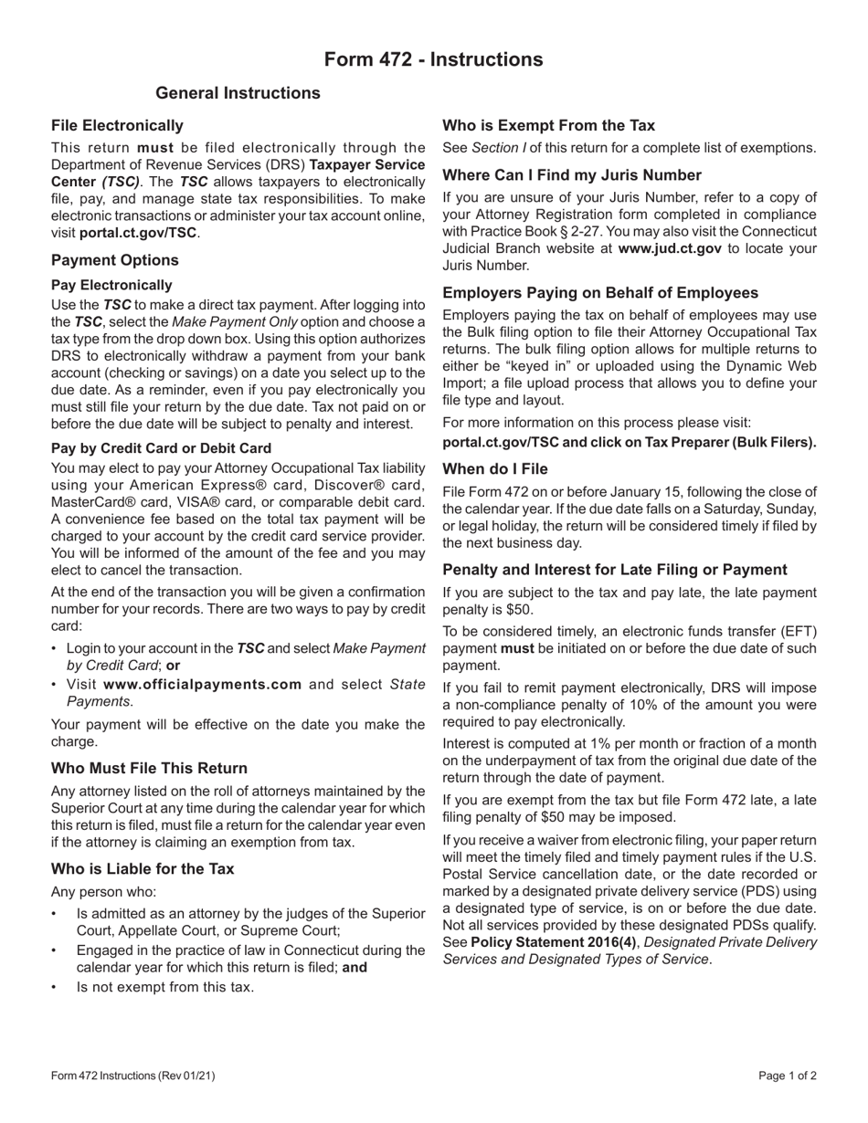 Form 472 Attorney Occupational Tax Return - Connecticut, Page 3