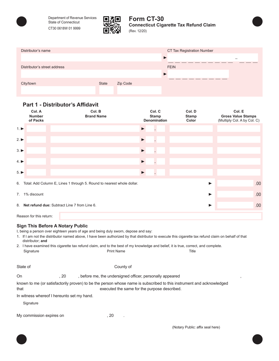 Form CT30 Fill Out, Sign Online and Download Printable PDF