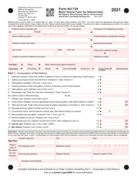 Form AU-724 Motor Vehicle Fuels Tax Refund Claim - off Highway, Manufacturing, Marine, Governmental, School Bus, and Waste Hauling Use - Connecticut
