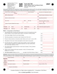 Form AU-736 Motor Vehicle Fuels Tax Refund Claim - Motor Bus, Taxicab and Livery - Connecticut