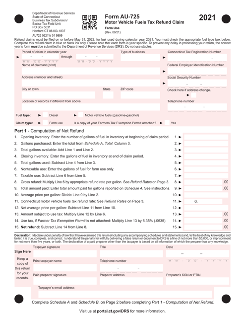 Form AU-725 2021 Printable Pdf