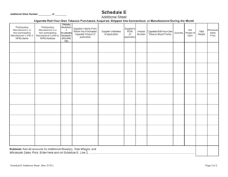 Schedule E Cigarette Roll-Your-Own Tobacco - Purchased, Acquired, Shipped Into Connecticut, or Manufactured During the Month - Connecticut, Page 2