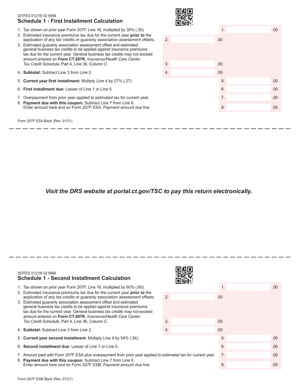Form 207F ES Estimated Insurance Premiums Tax - Nonresident and Foreign Insurance Companies - Connecticut, Page 2