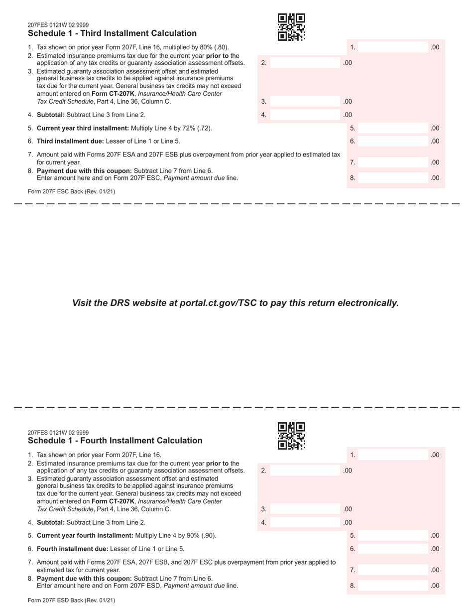 Form 207F ES Estimated Insurance Premiums Tax - Nonresident and Foreign Insurance Companies - Connecticut, Page 4