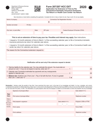 Form 207/207 HCC EXT Application for Extension of Time to File Connecticut Domestic Insurance Premiums Tax Return or Health Care Center Tax Return - Connecticut