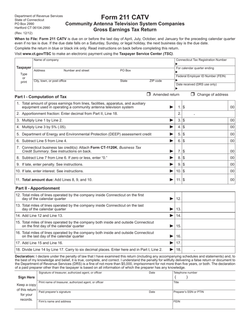 Form 211 CATV  Printable Pdf