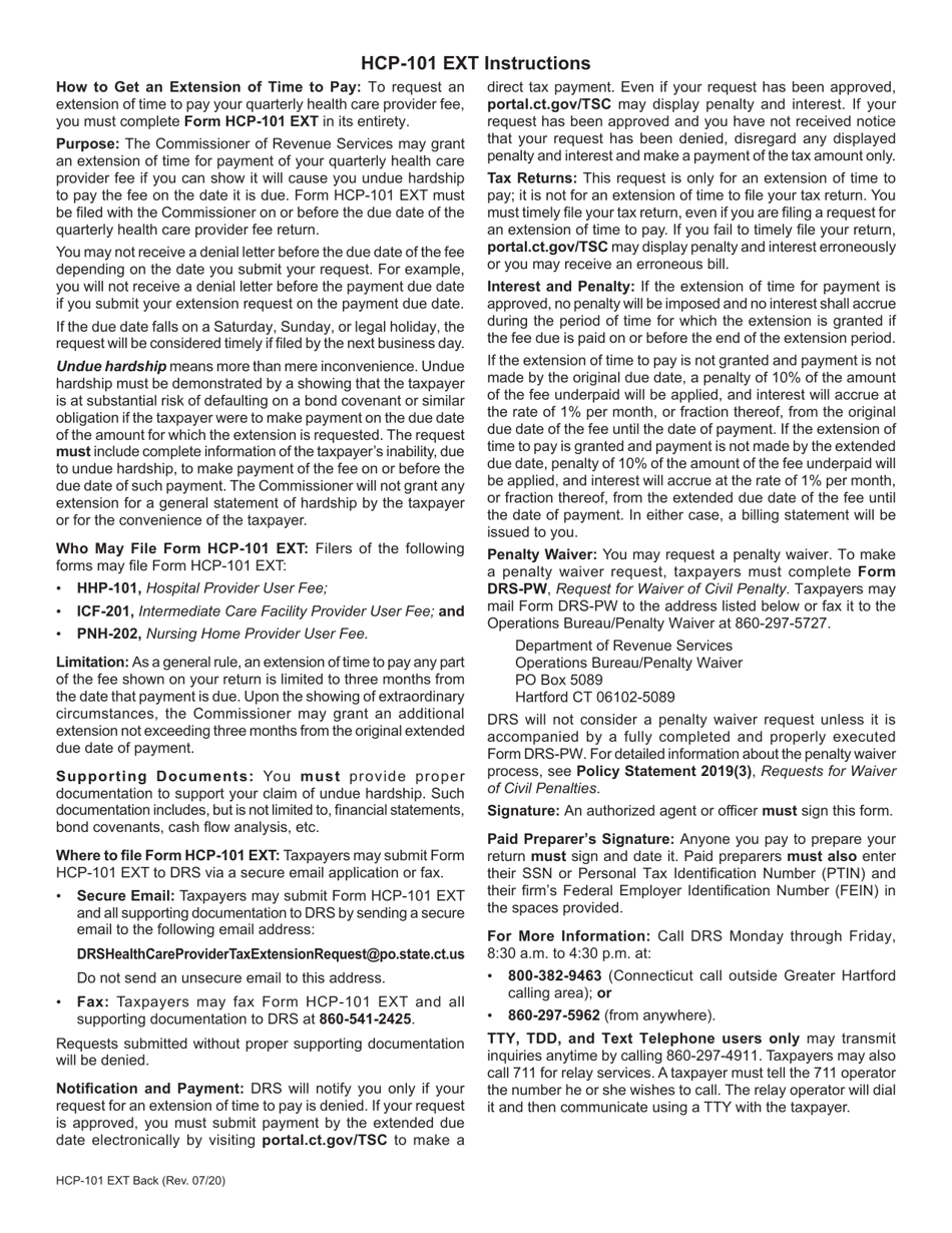 Form HCP-101 EXT - Fill Out, Sign Online and Download Printable PDF ...