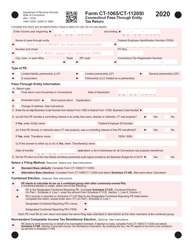 Form CT-1065/CT-1120SI Connecticut Pass-Through Entity Tax Return - Connecticut