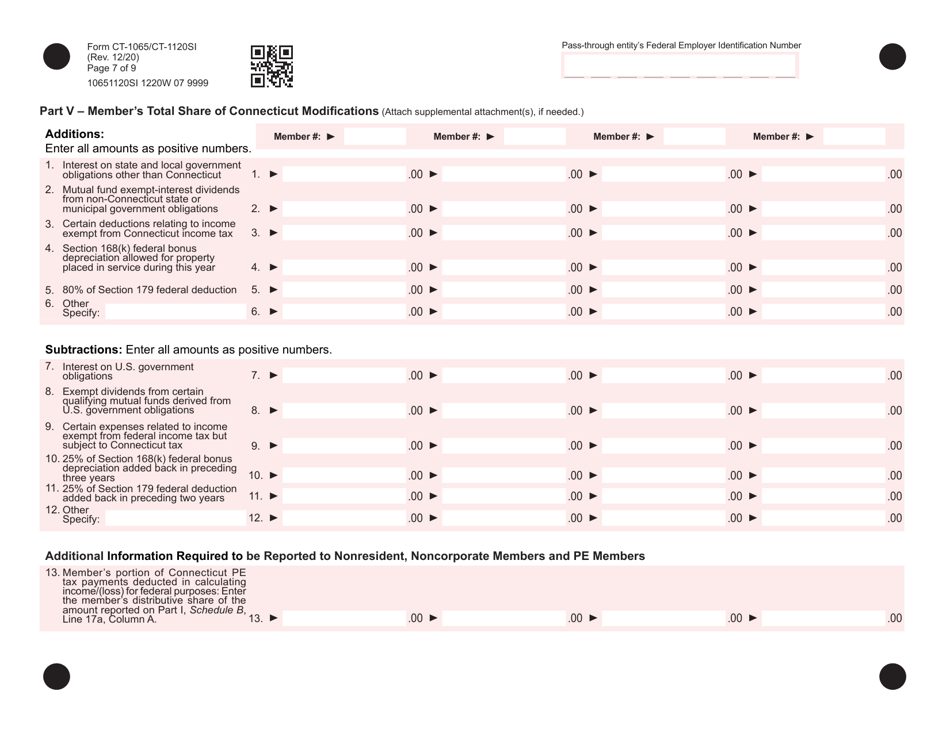 Form CT-1065 / CT-1120SI Connecticut Pass-Through Entity Tax Return - Connecticut, Page 7