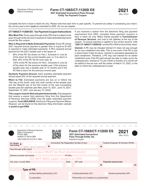 Form CT-1065/CT-1120SI ES 2021 Printable Pdf