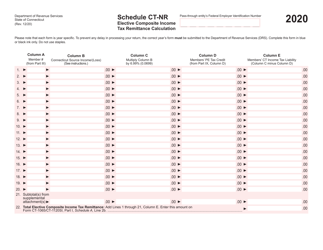 Schedule CT-NR Elective Composite Income Tax Remittance Calculation - Connecticut