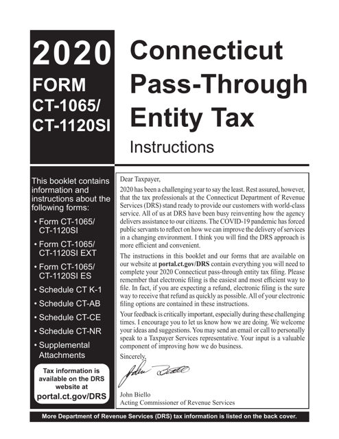 Instructions for Form CT-1065/CT-1120SI Connecticut Pass-Through Entity Tax Return - Connecticut, 2020