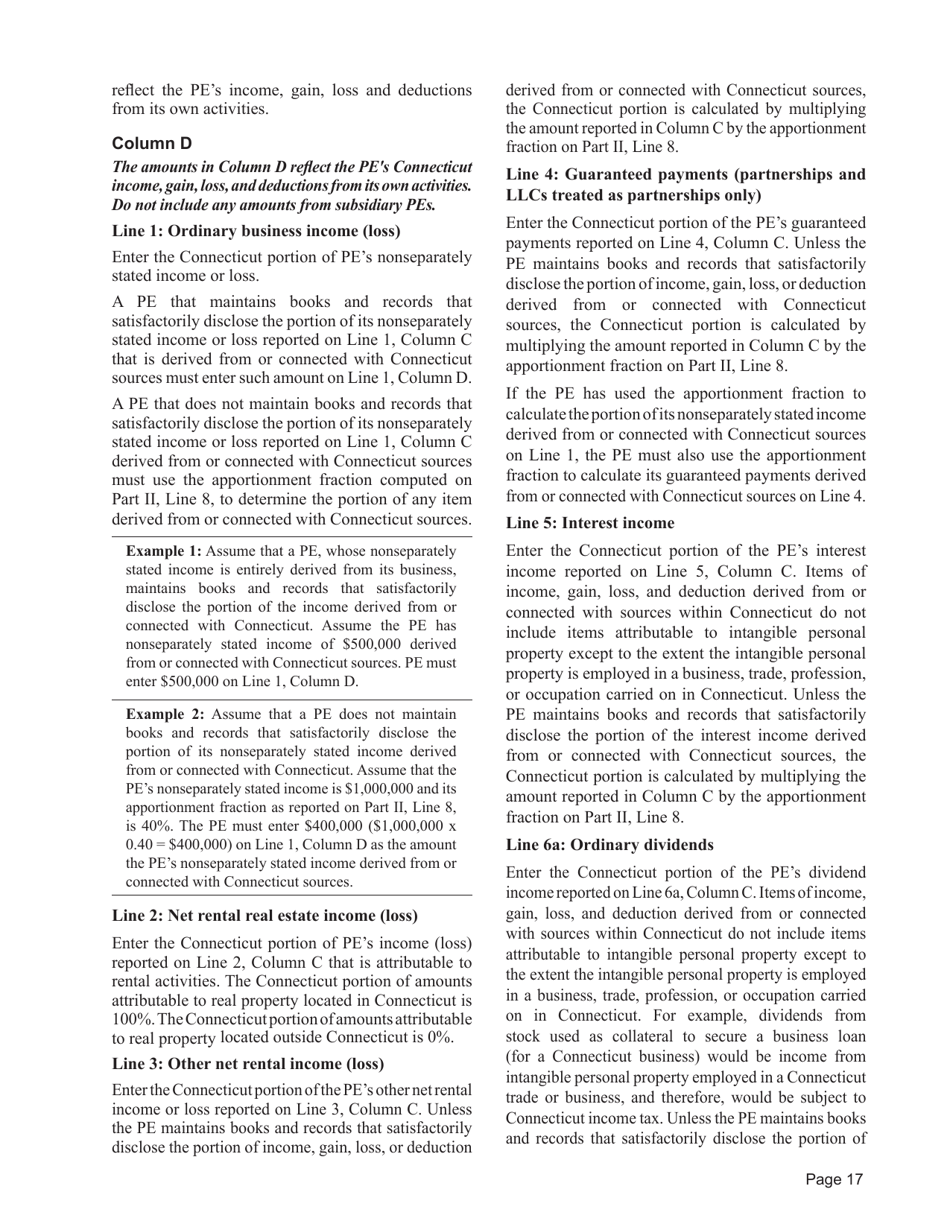 Instructions for Form CT-1065 / CT-1120SI Connecticut Pass-Through Entity Tax Return - Connecticut, Page 17