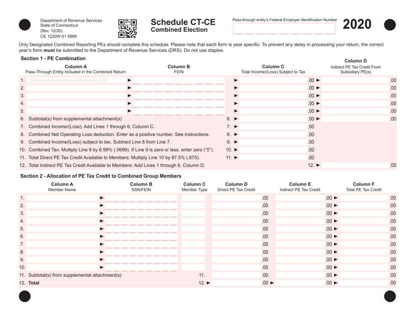 Schedule CT-CE 2020 Printable Pdf