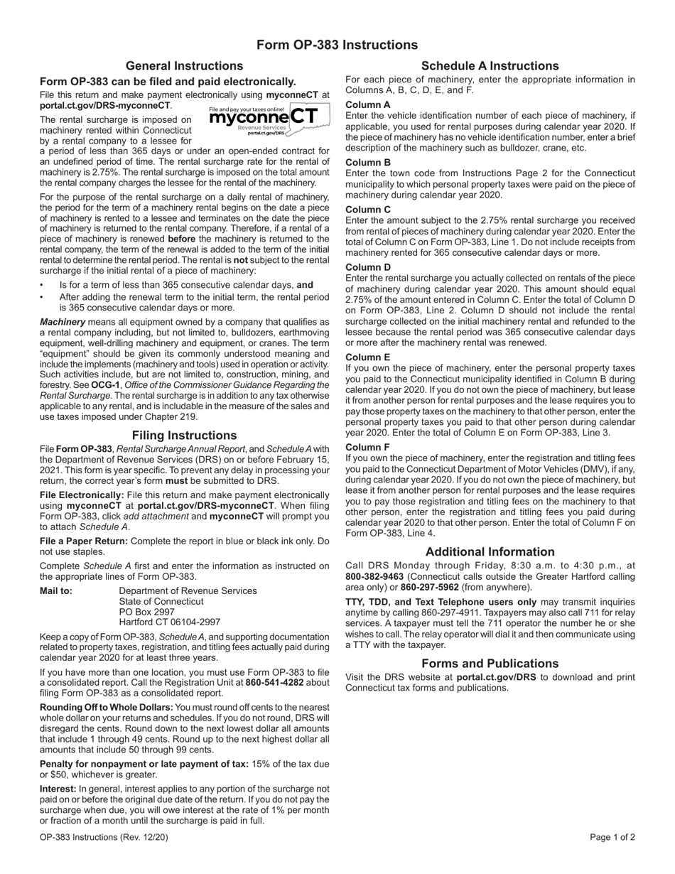 Form OP-383 Rental Surcharge Annual Report - Connecticut, Page 3