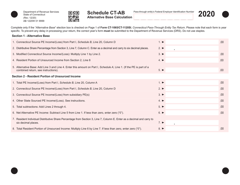 Schedule CT-AB Alternative Base Calculation - Connecticut, Page 1