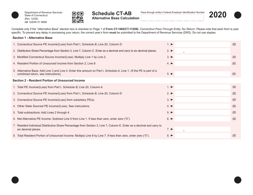 Schedule CT-AB 2020 Printable Pdf