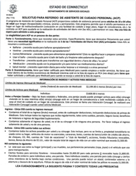 Formulario W-982S &quot;Solicitud Para Referido De Asistente De Cuidado Personal (Acp)&quot; - Connecticut (Spanish)