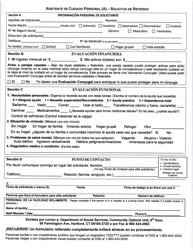 Formulario W-982S Solicitud Para Referido De Asistente De Cuidado Personal (Acp) - Connecticut (Spanish), Page 2
