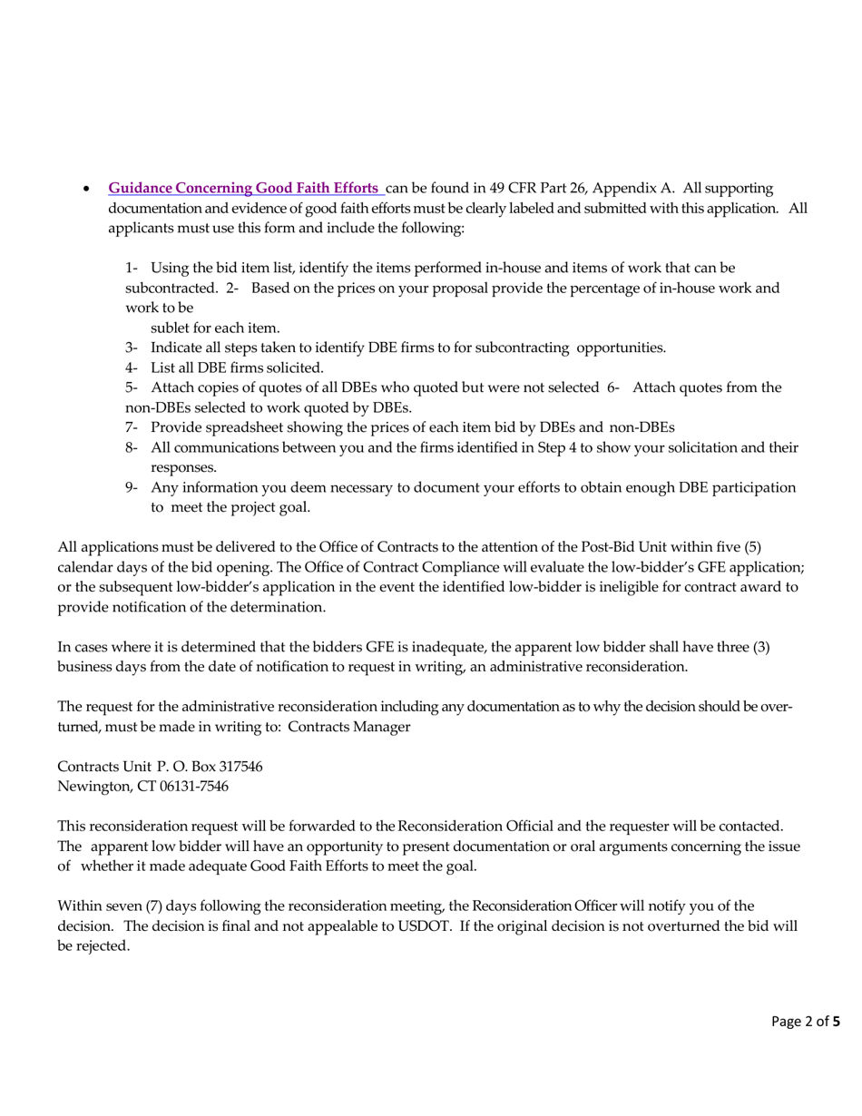 Pre-award Good Faith Efforts - Connecticut, Page 2