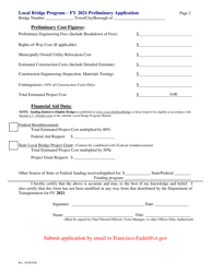 Preliminary Application Form - Local Bridge Program - Connecticut, Page 2
