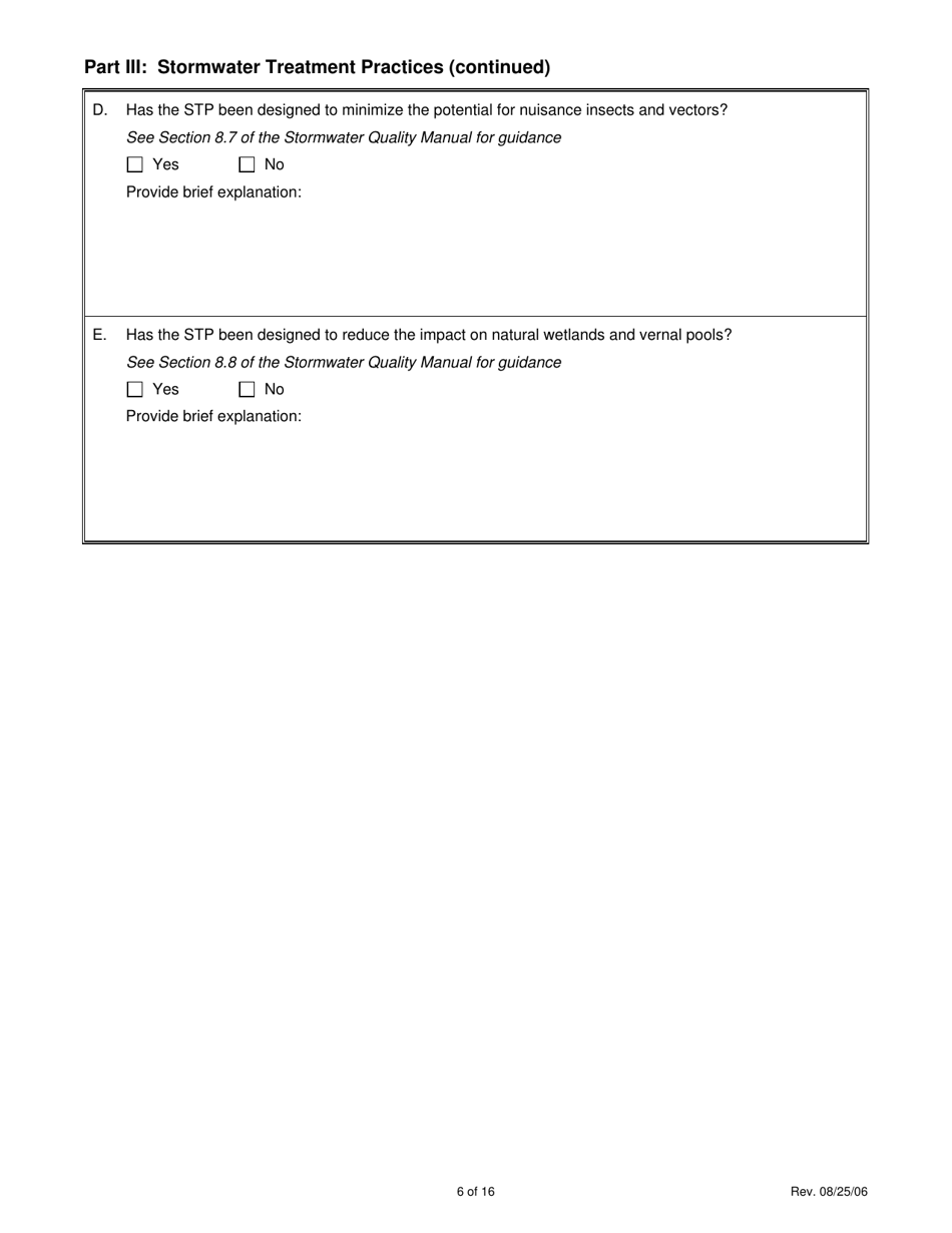 Stormwater Quality Worksheet - Connecticut, Page 6