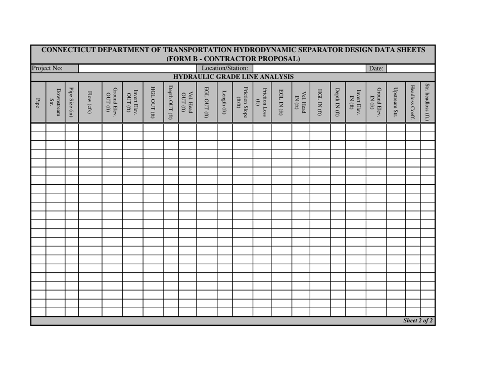 Form B Hydrodynamic Separator Design Data Sheets - Contractor Proposal - Connecticut, Page 2