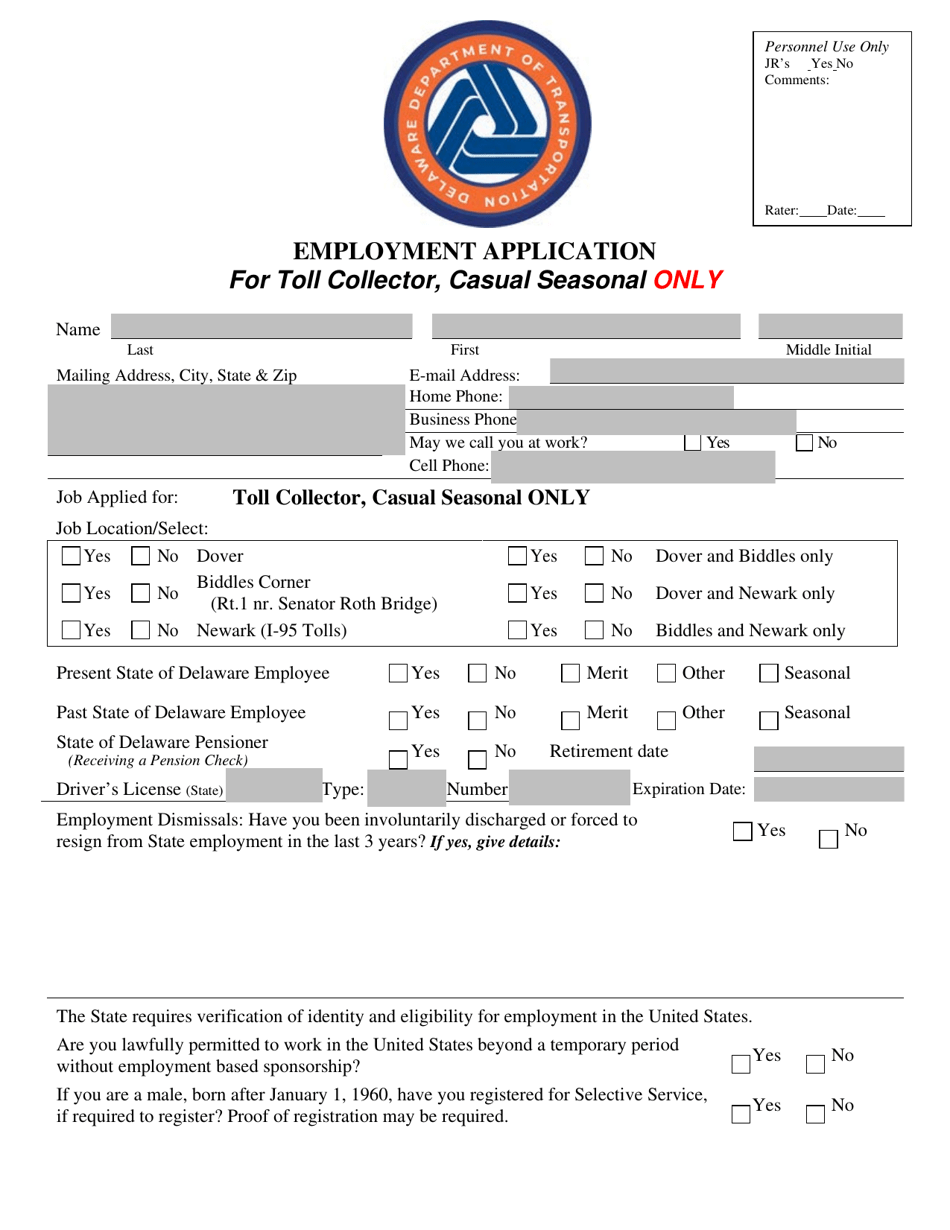 delaware-employment-application-for-toll-collector-casual-seasonal