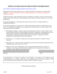 Employment Application for Direct Hire, Casual Seasonal, and Career Ladder Promotions Only - Delaware, Page 5