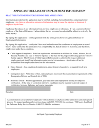 Employment Application for Equipment Mechanic I, Casual Seasonal Only - Delaware, Page 6