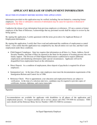 Employment Application for Equipment Operator I, Casual Seasonal Only - Delaware, Page 5