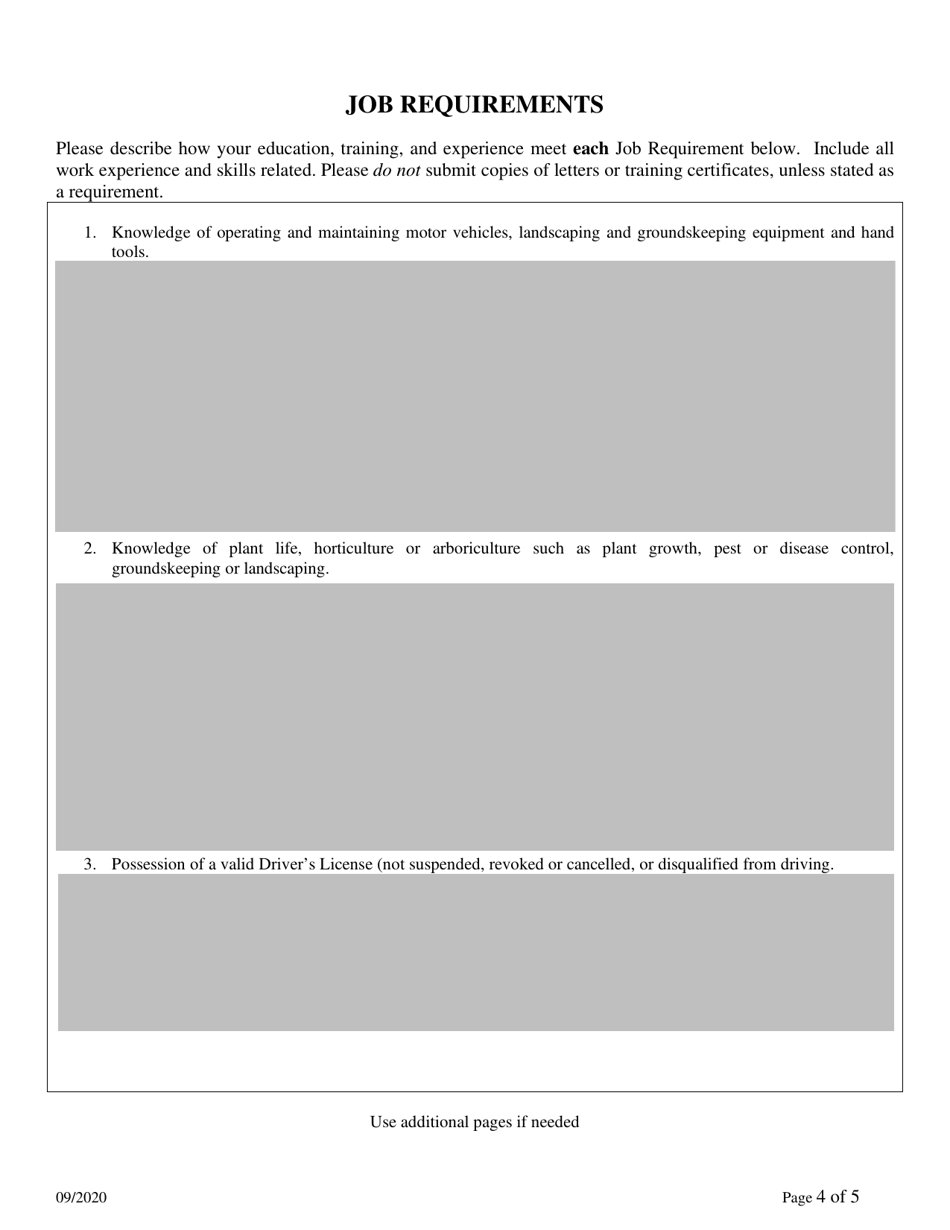 Employment Application for Conservation Technician I, Casual Seasonal Only - Delaware, Page 4