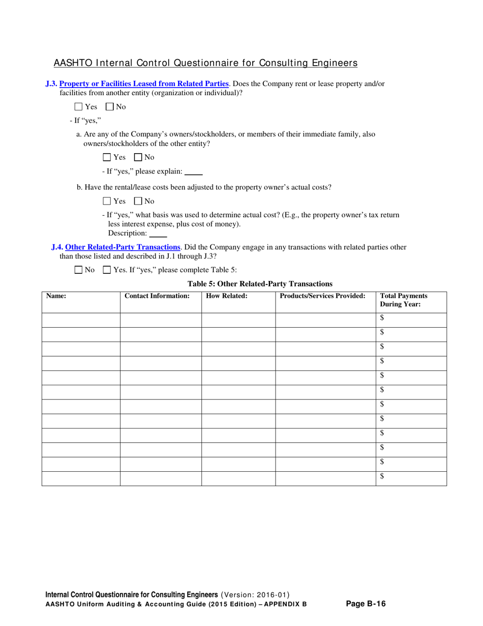 Appendix B Internal Control Questionnaire (Icq) for Consulting Engineers - Delaware, Page 16