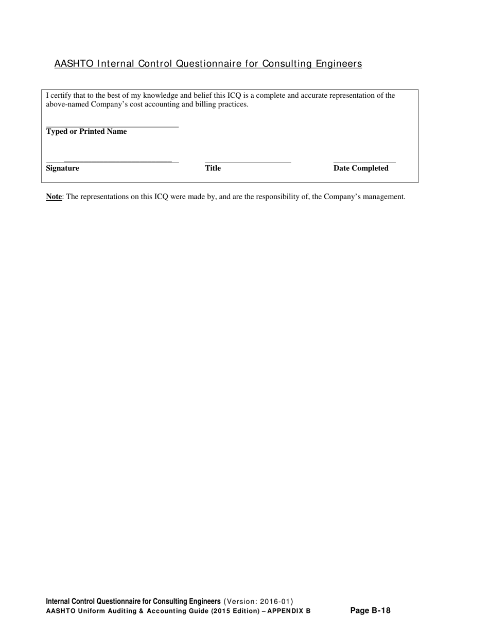 Appendix B Internal Control Questionnaire (Icq) for Consulting Engineers - Delaware, Page 18