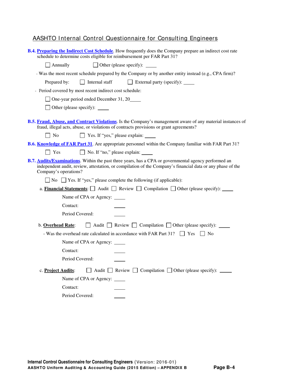 Appendix B Internal Control Questionnaire (Icq) for Consulting Engineers - Delaware, Page 4